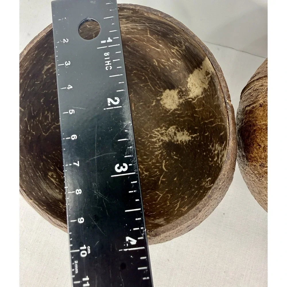Coconut Shell Footed Bowl/ Cup‎ Set Of Three (3) Handmade Tropical Tiki Luau